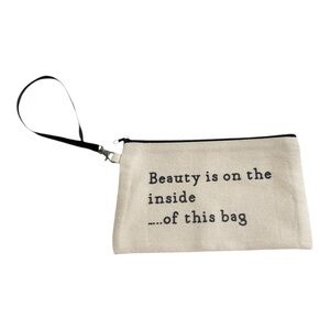 Canvas Zipper Pouch with wrist strap. Makeup Bag.